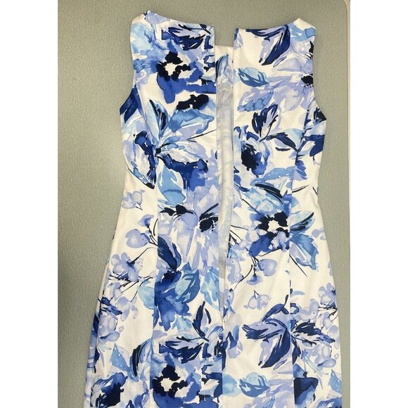 CHAPS Womens Midi Dress Sleeveless Watercolor Floral Blue 6 - Picture 11 of 13